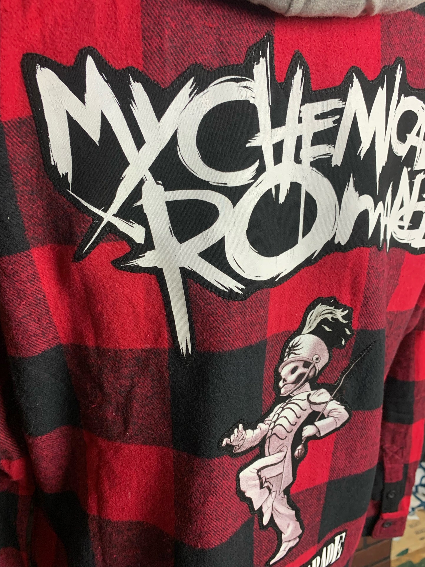 My Chemical Romance Hooded Flannel Shirt Custom Rework M