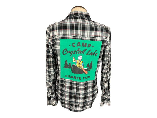 Camp Crystal Lake Flannel Shirt Custom Rework M