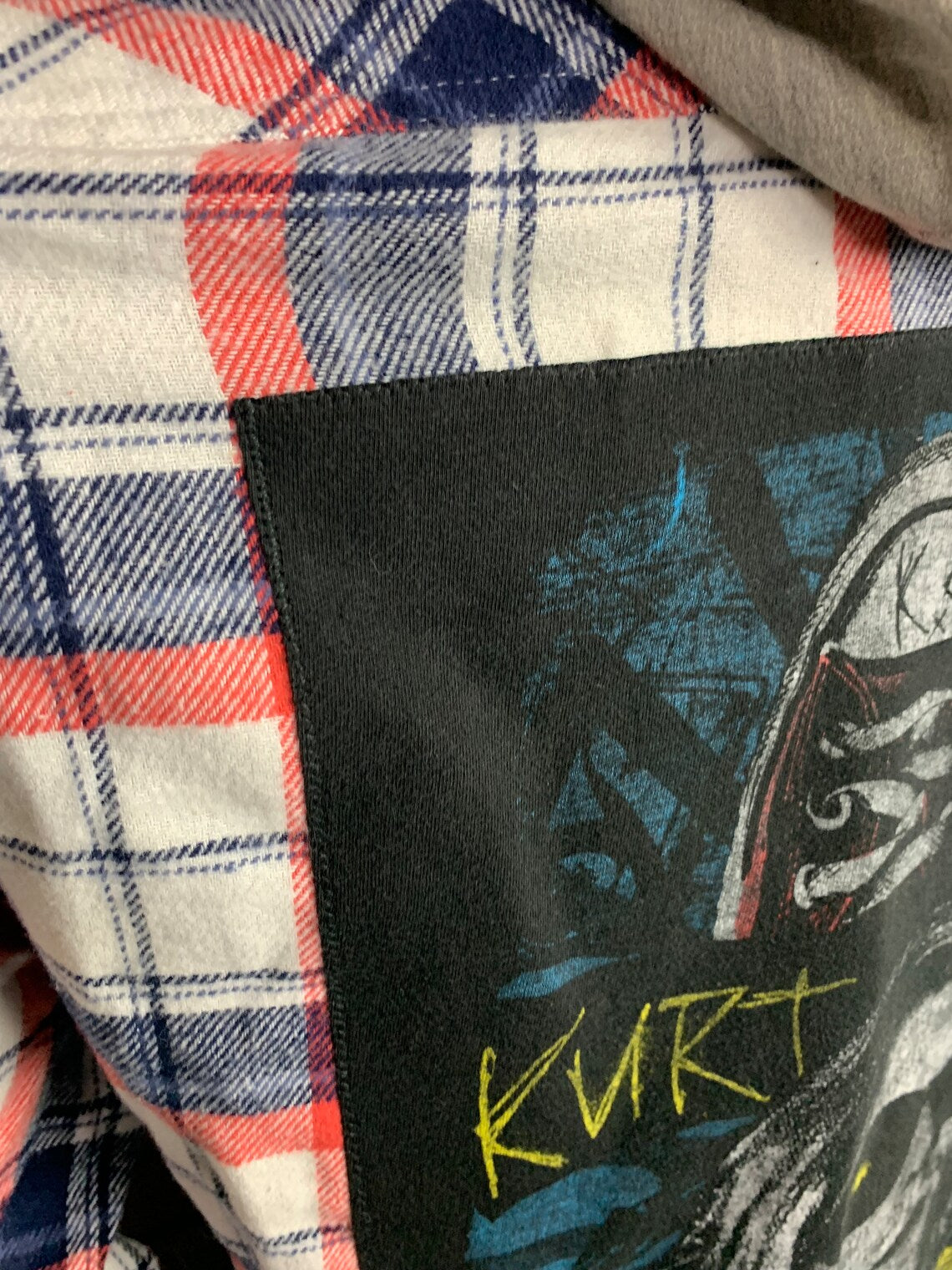 Nirvana Kurt Cobain Flannel Shirt Custom Rework XL