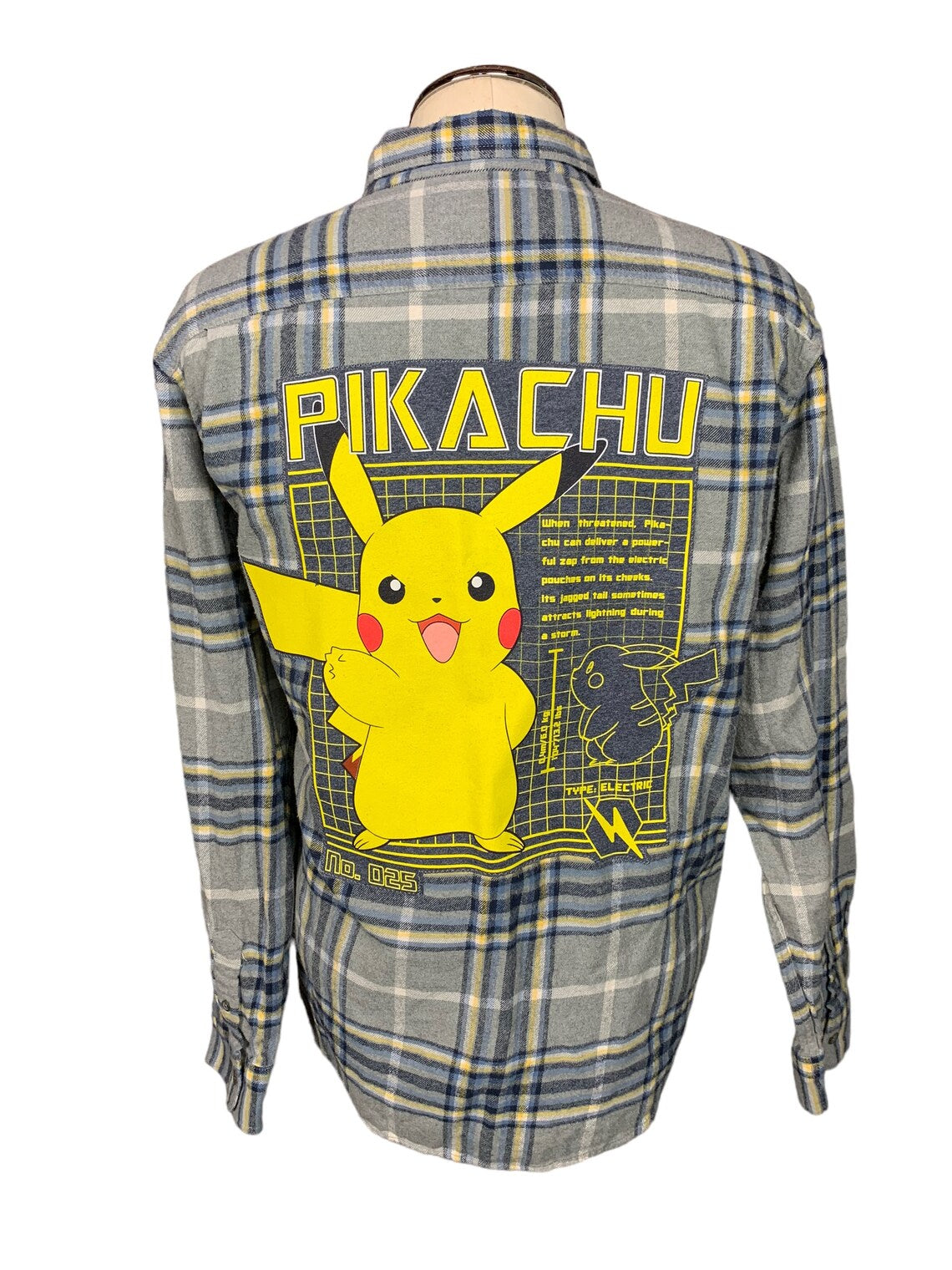 Pikachu Pokemon Flannel Custom Reworked Shirt XL