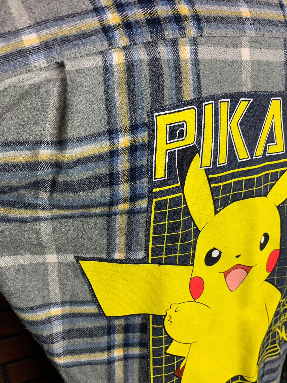 Pikachu Pokemon Flannel Custom Reworked Shirt XL