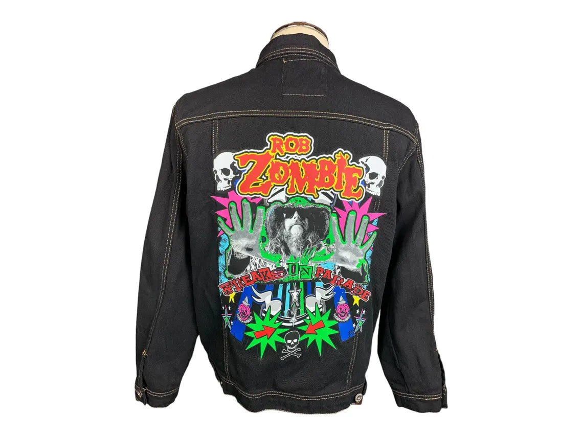 Rob Zombie Denim Jean Jacket Custom Rework Large