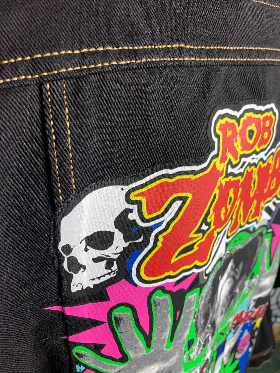 Rob Zombie Denim Jean Jacket Custom Rework Large