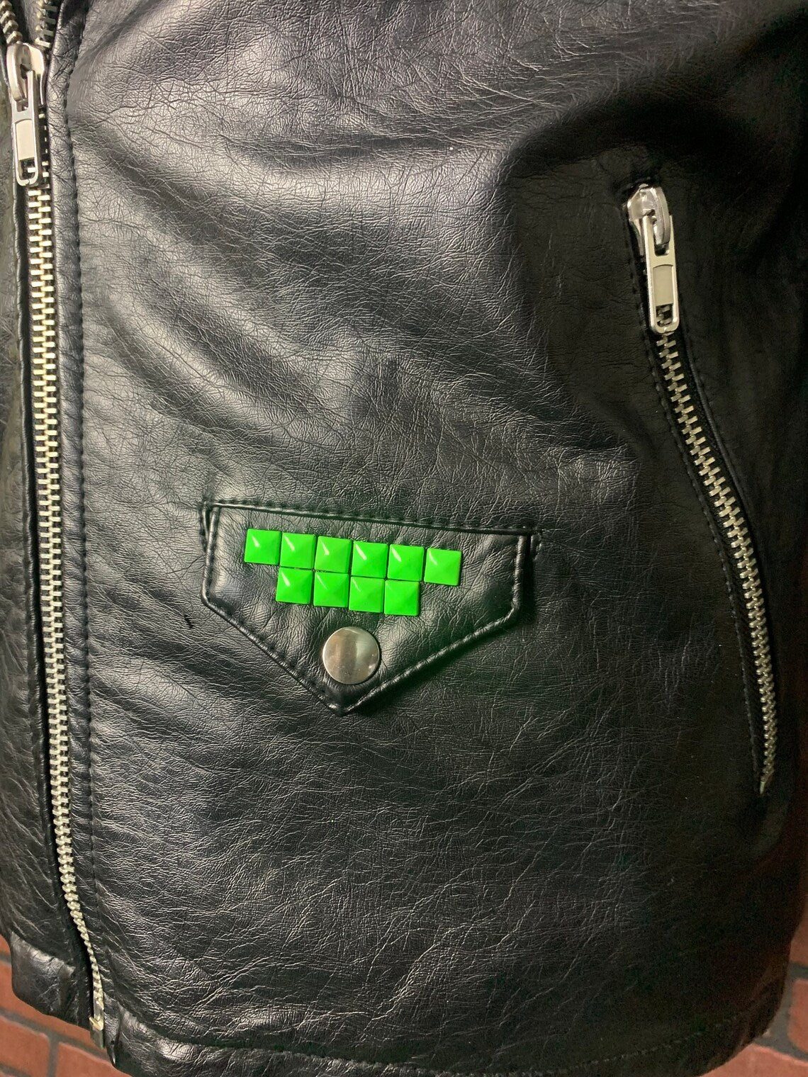 Shrek X Misfits Faux Leather Punk Biker Jacket Custom Rework M