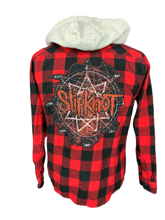 Slipknot Hooded Flannel Shirt Custom Rework M