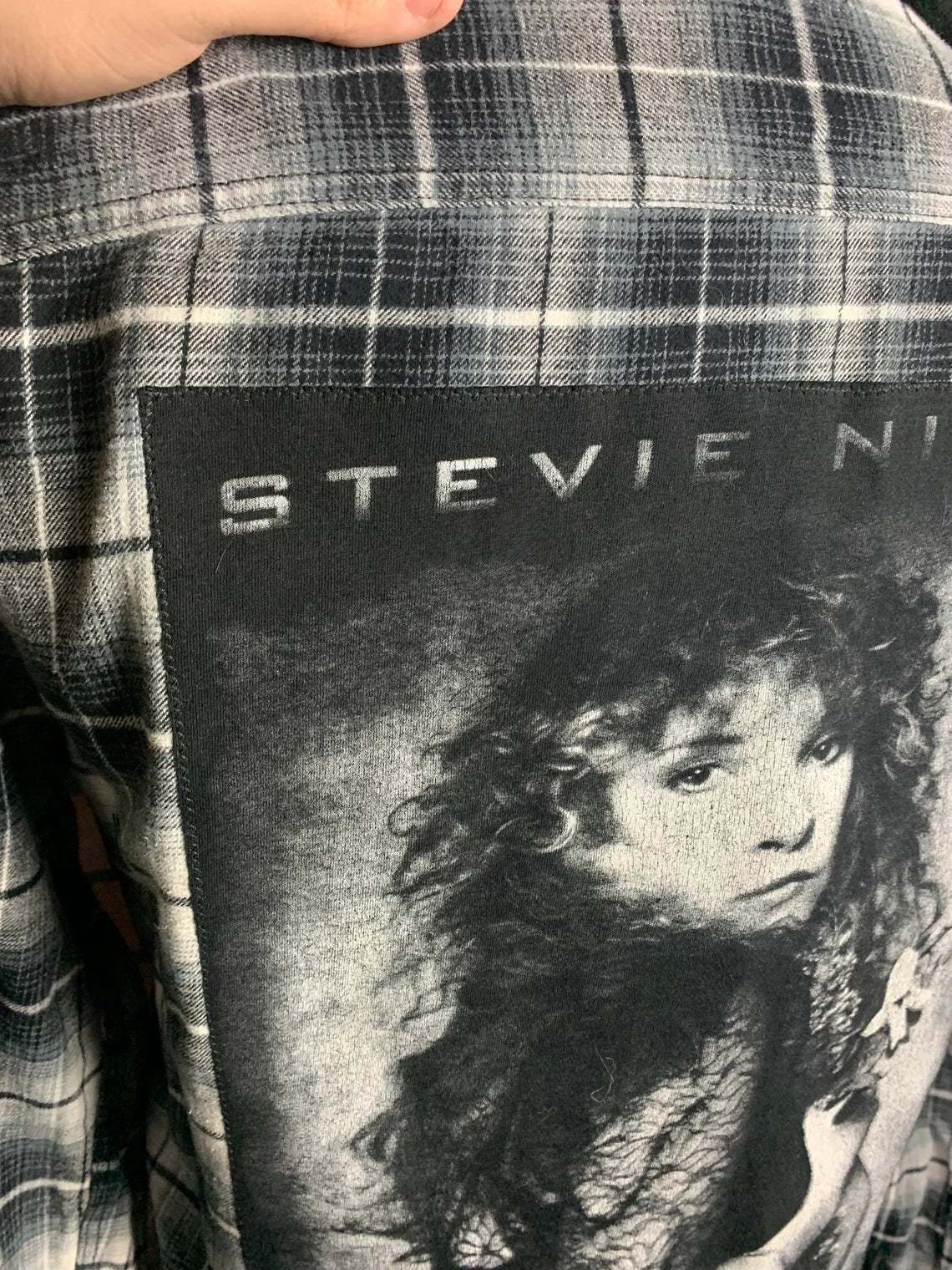 Stevie Nicks Hooded Flannel Shirt Custom Rework XL