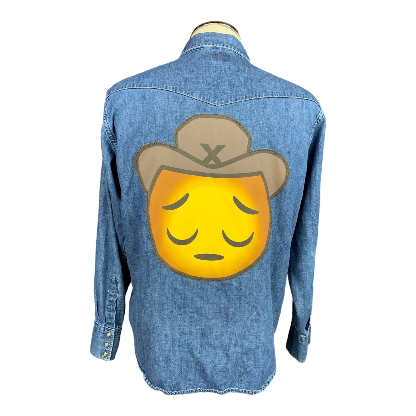 Lil Nas X Denim Shirt Custom Rework L
