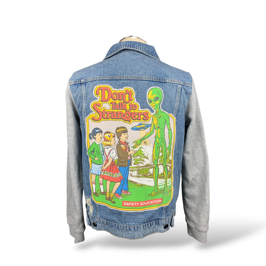 Don’t talk to Strangers Jean Jacket Custom Rework Medium
