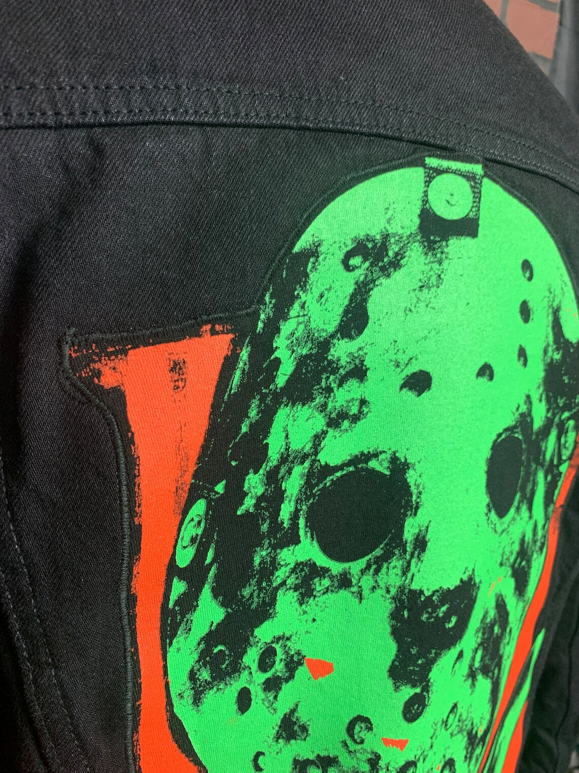 Friday the 13th Jean Jacket Custom Rework Levis Sherpa Lined XL
