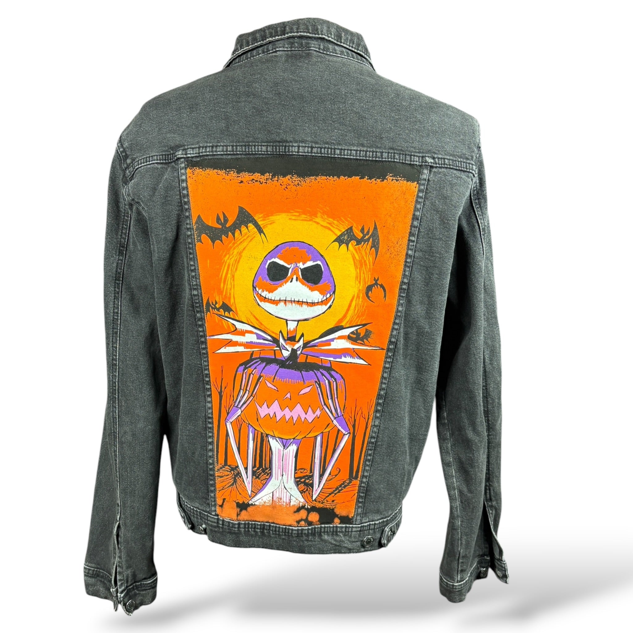 The Nightmare Before Christmas Jack Skellington Reworked Denim Jacket size Large