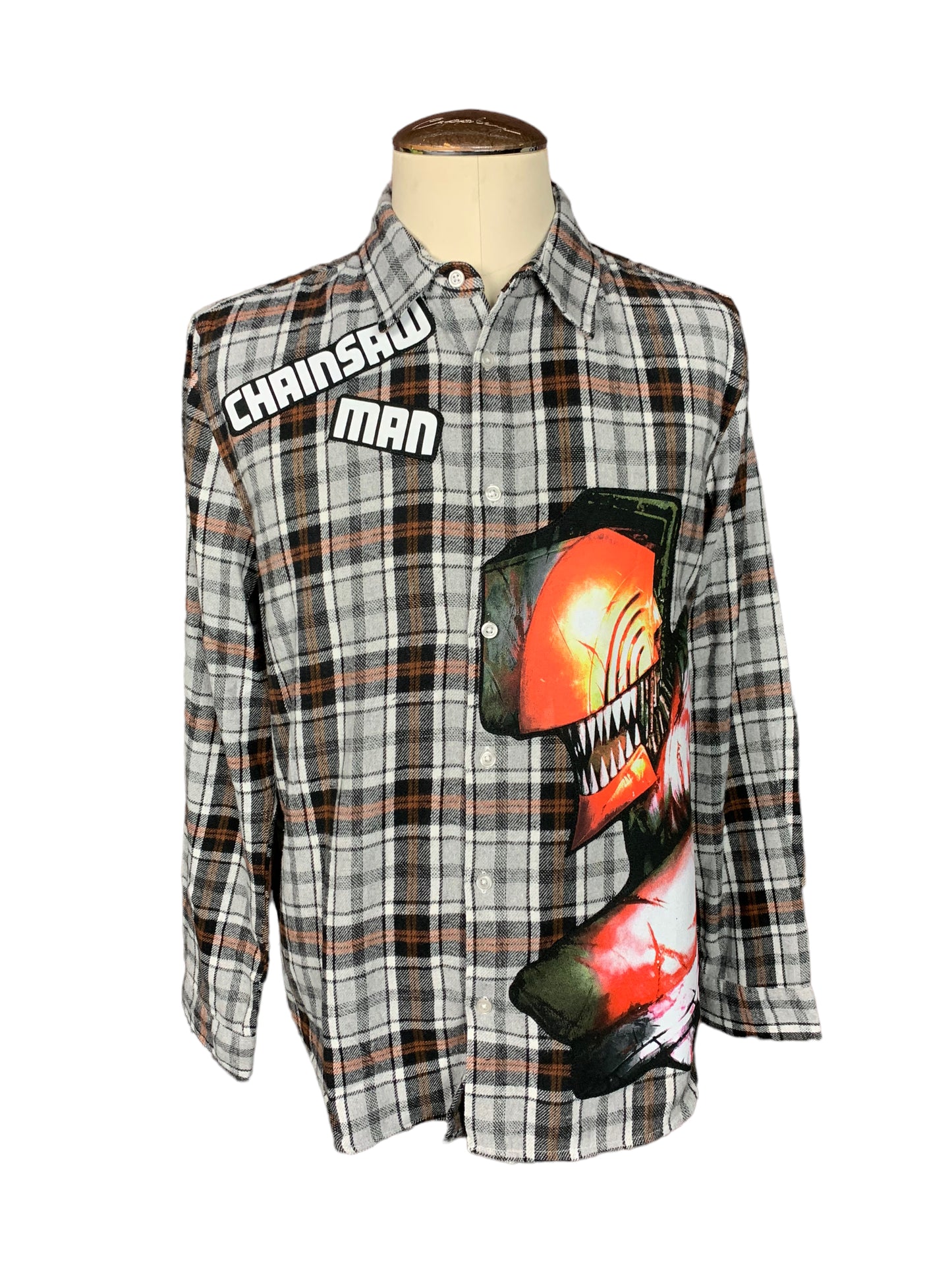 Chainsaw Man Flannel Shirt Custom Rework XL