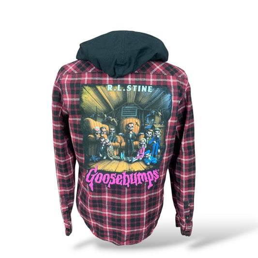 Goosebumps Hooded Flannel Shirt Custom Rework Size Medium