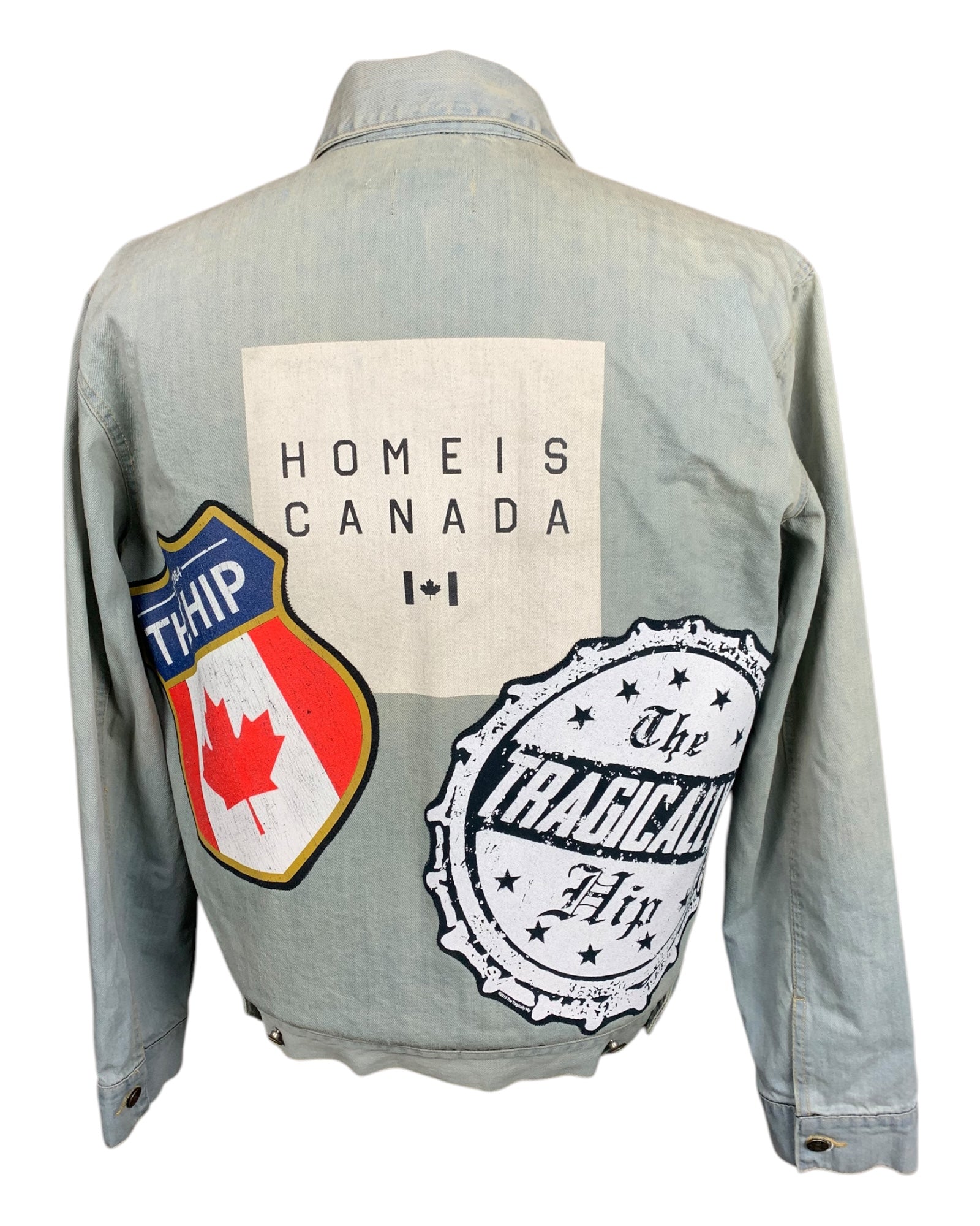 The Tragically Hip Denim Jean Jacket Custom Rework Size Medium