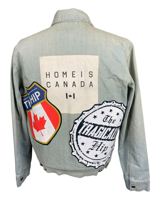 The Tragically Hip Denim Jean Jacket Custom Rework Size Medium