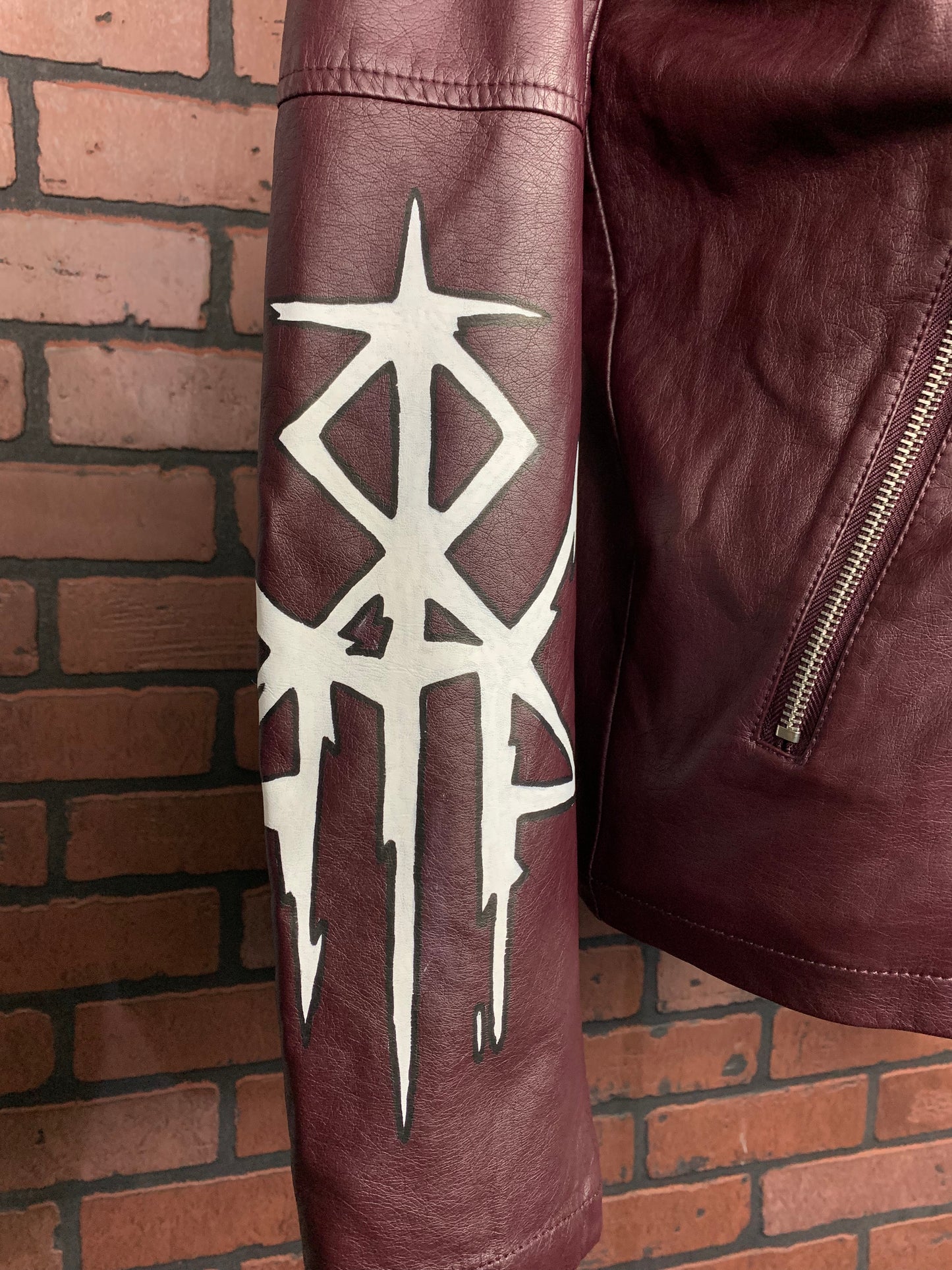 Lorna Shore Faux Leather Jacket Custom Rework L