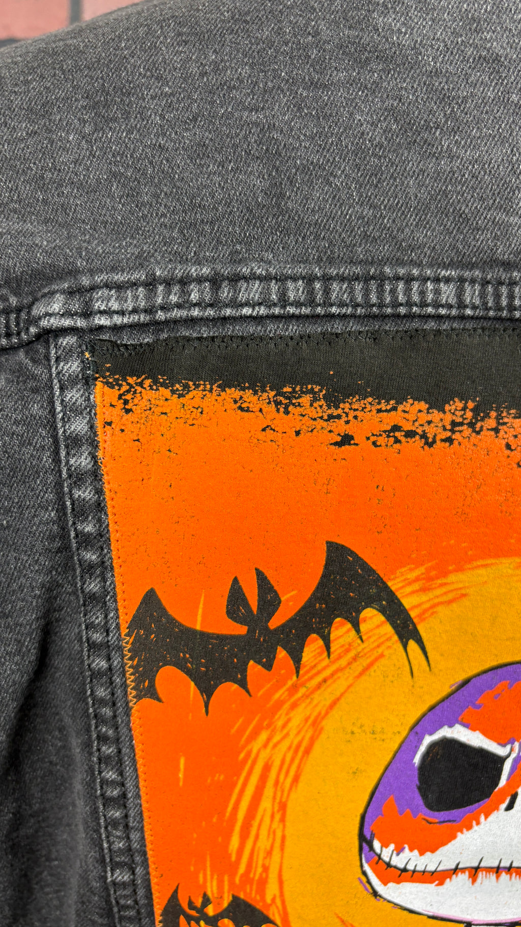 The Nightmare Before Christmas Jack Skellington Reworked Denim Jacket size Large