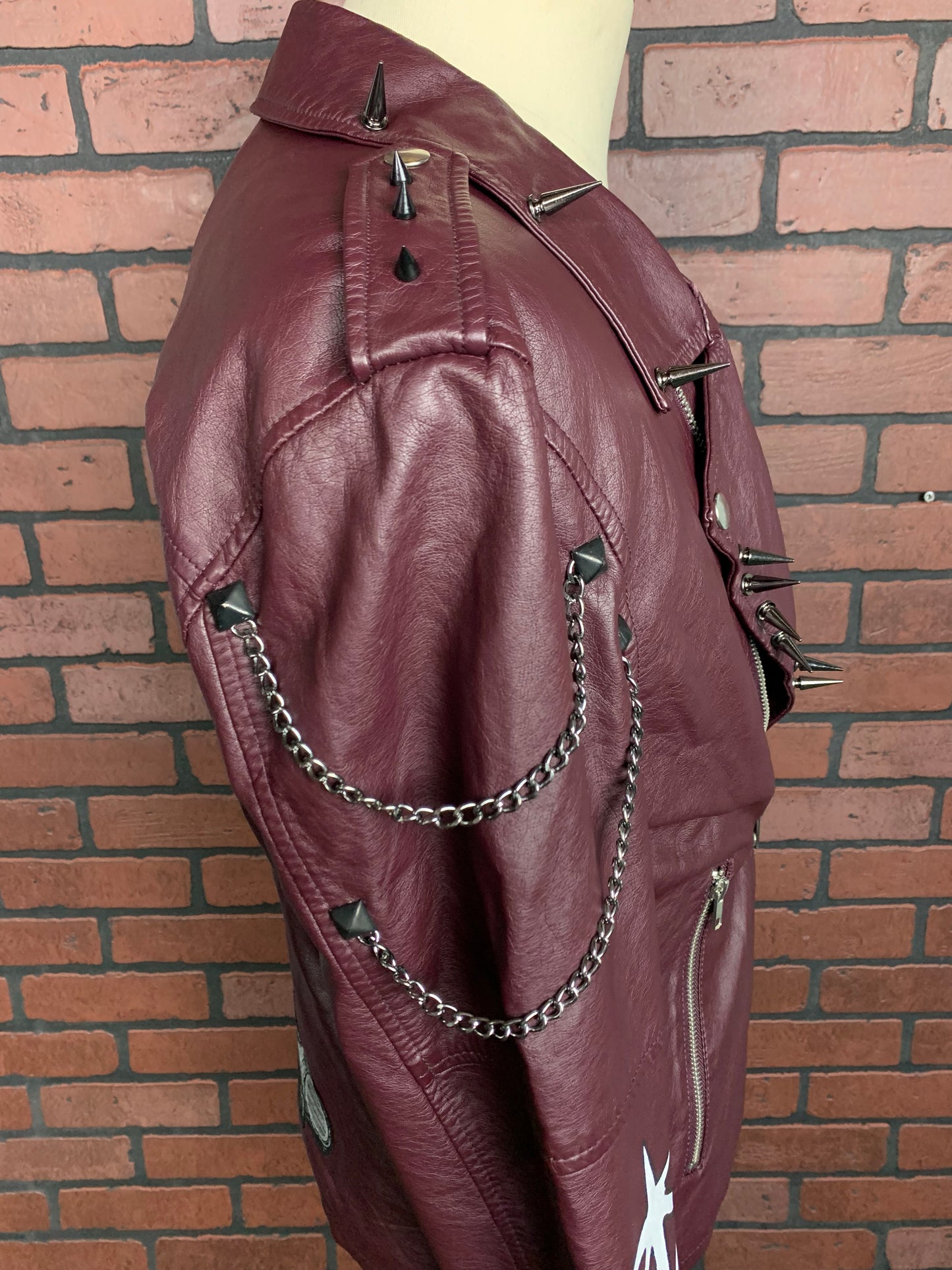 Lorna Shore Faux Leather Jacket Custom Rework L