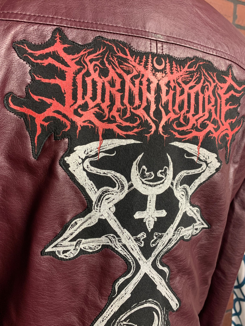 Lorna Shore Faux Leather Jacket Custom Rework L