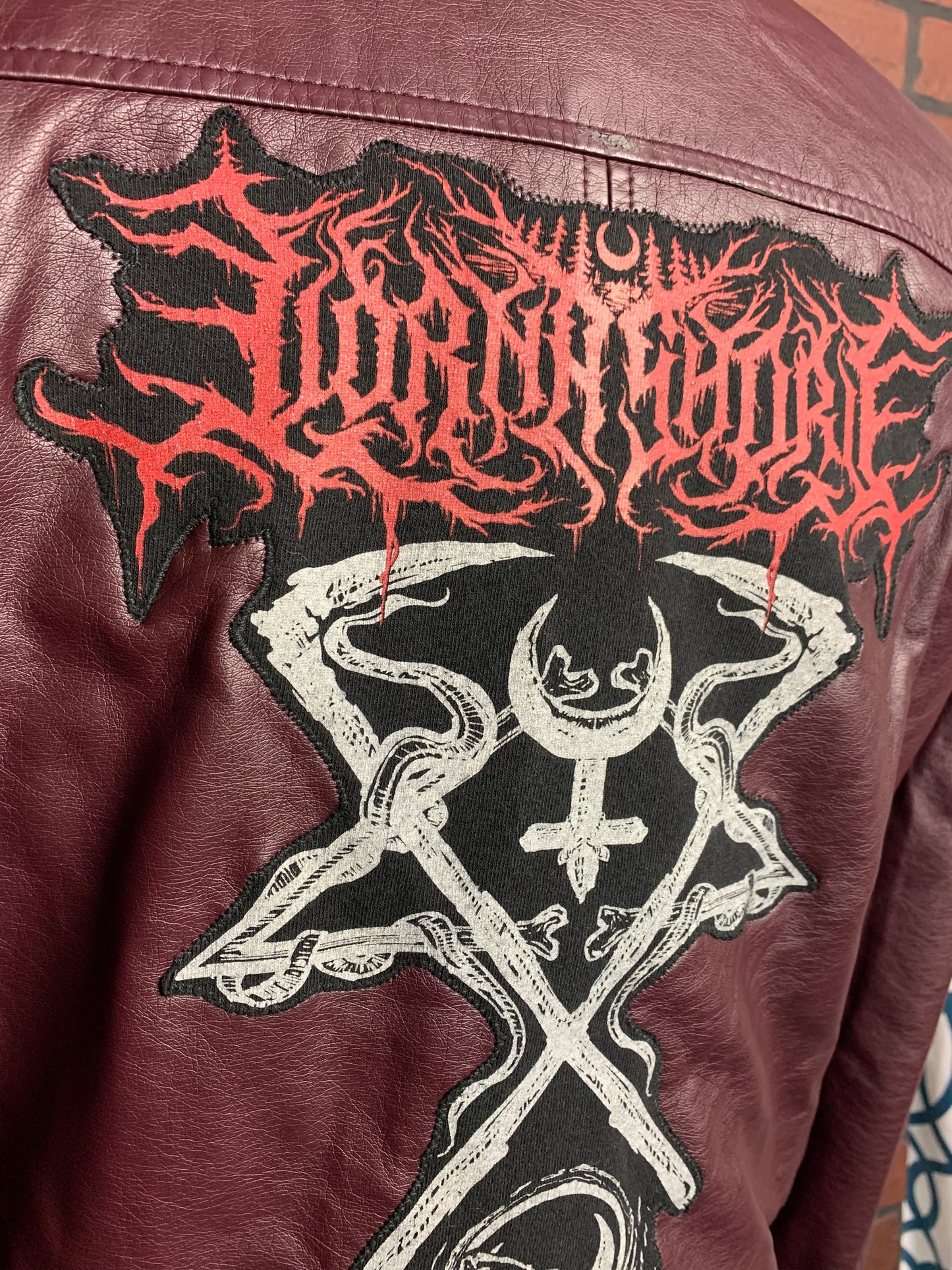 Lorna Shore Faux Leather Jacket Custom Rework L