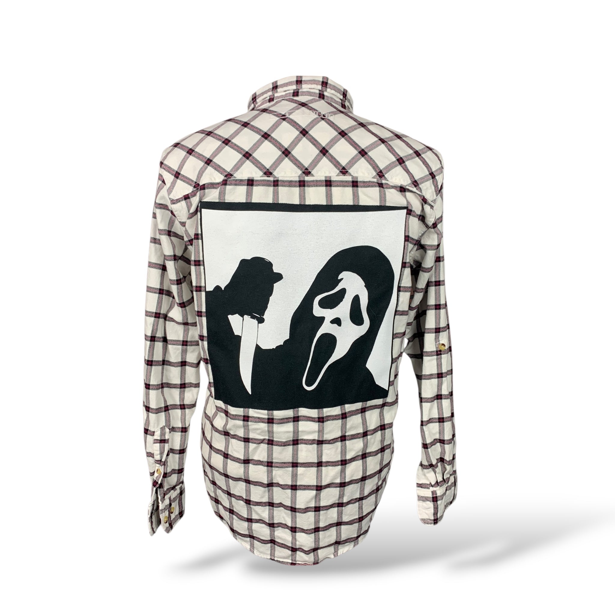 Scream Ghostface Flannel Shirt Custom Rework Size XL