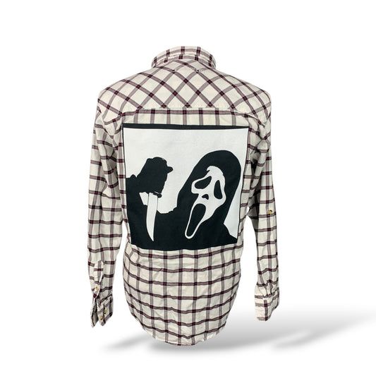 Scream Ghostface Flannel Shirt Custom Rework Size XL