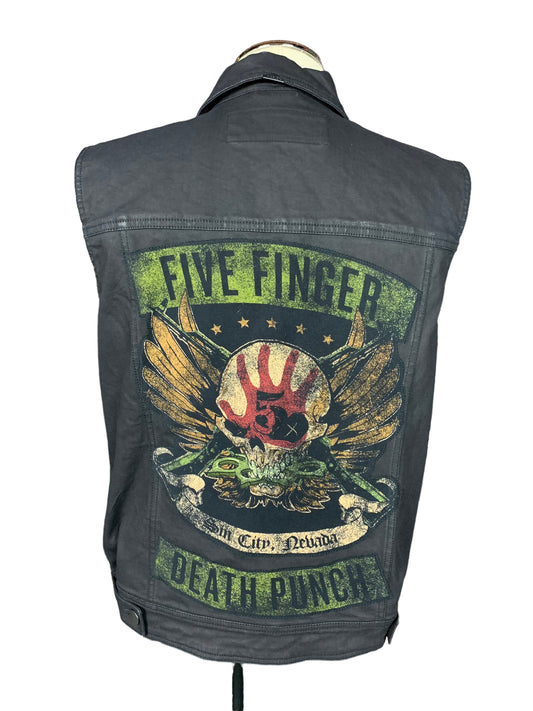 Five Finger Death Punch x Harley Davidson Denim Vest Custom Rework L