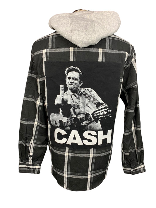 Johnny Cash Flannel Shirt Custom Rework XL