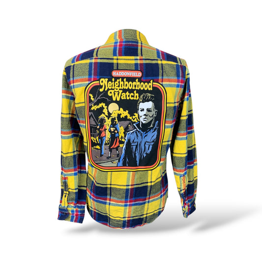 Michael Myers Neighbourhood Watch Flannel Custom Rework Size Medium