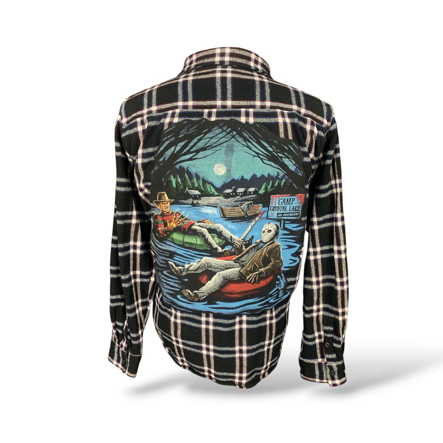Freddy x Jason Lake Life Flannel Shirt Custom Rework Size Large