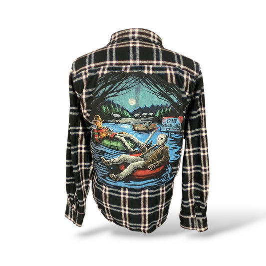 Freddy x Jason Lake Life Flannel Shirt Custom Rework Size Large