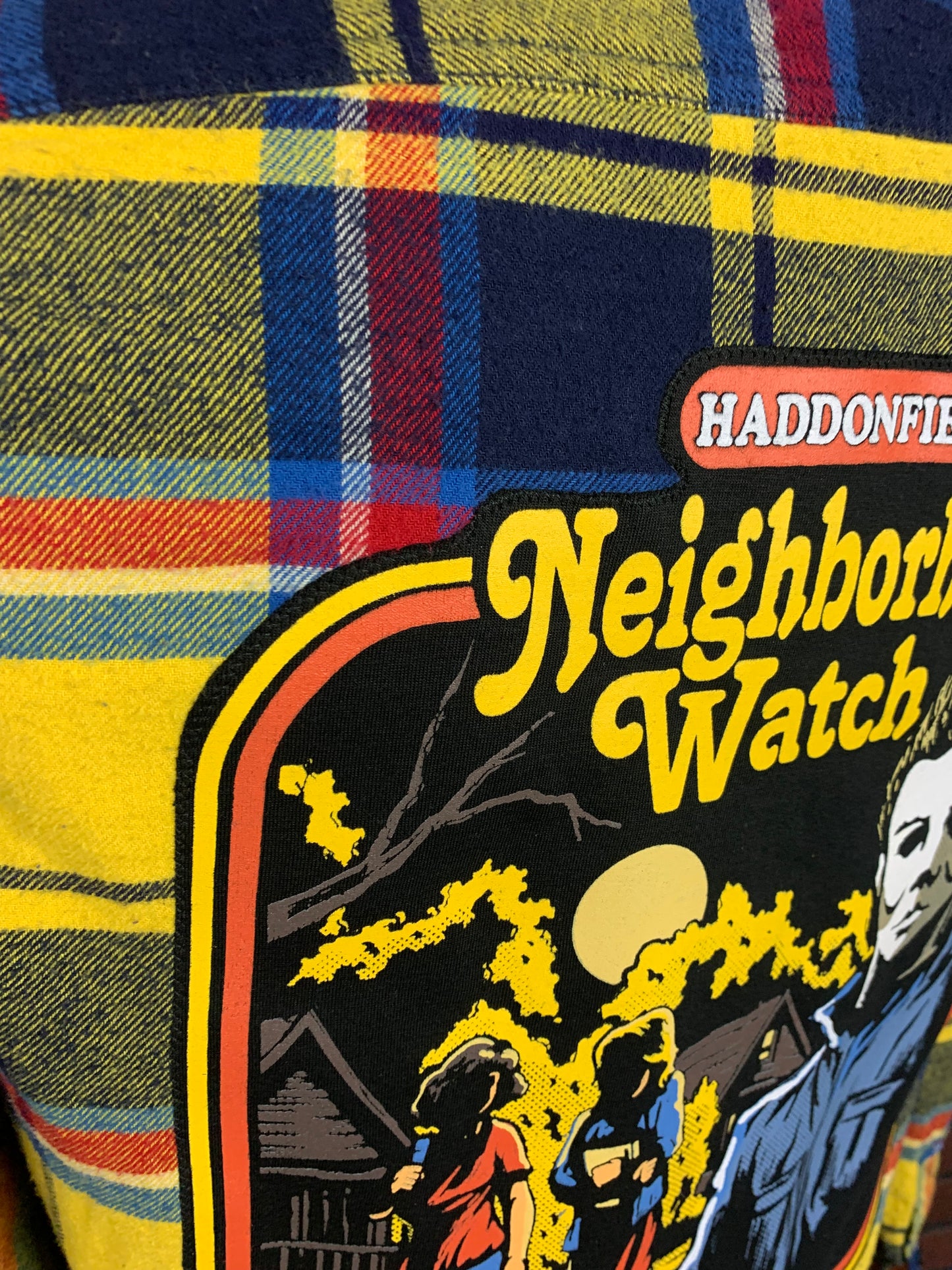 Michael Myers Neighbourhood Watch Flannel Custom Rework Size Medium