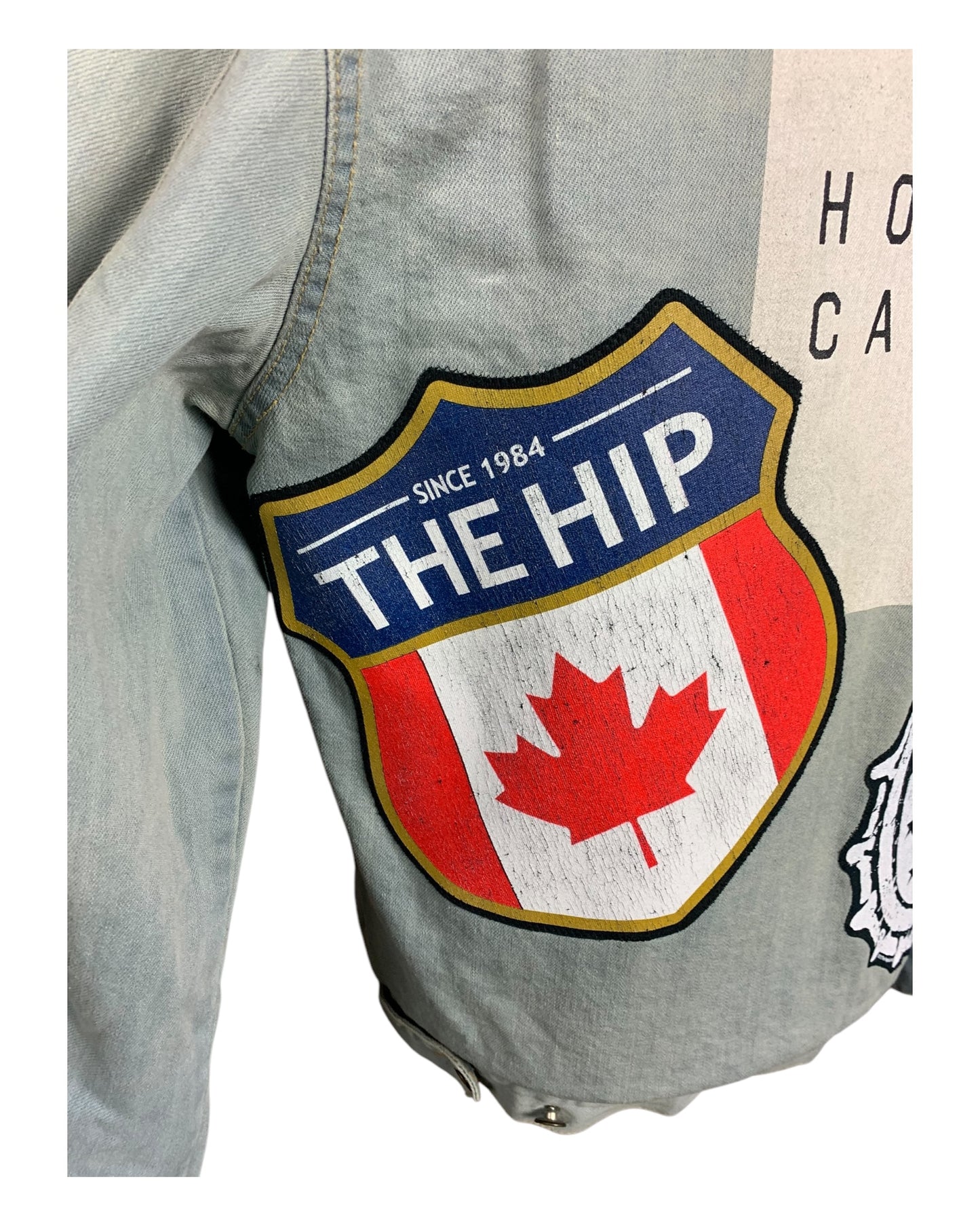 The Tragically Hip Denim Jean Jacket Custom Rework Size Medium