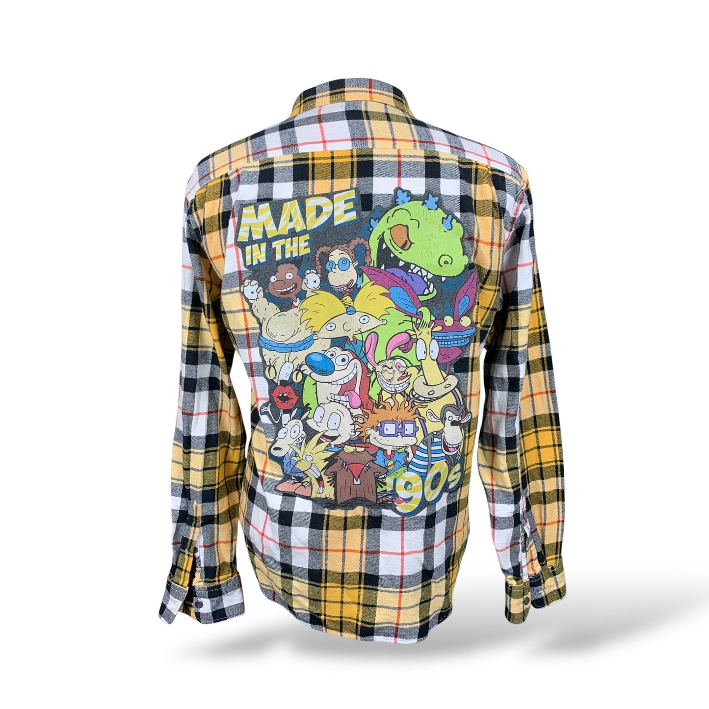 Made in the 90s Cartoon Flannel Shirt Custom Rework
