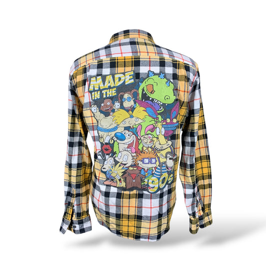 Made in the 90s Cartoon Flannel Shirt Custom Rework