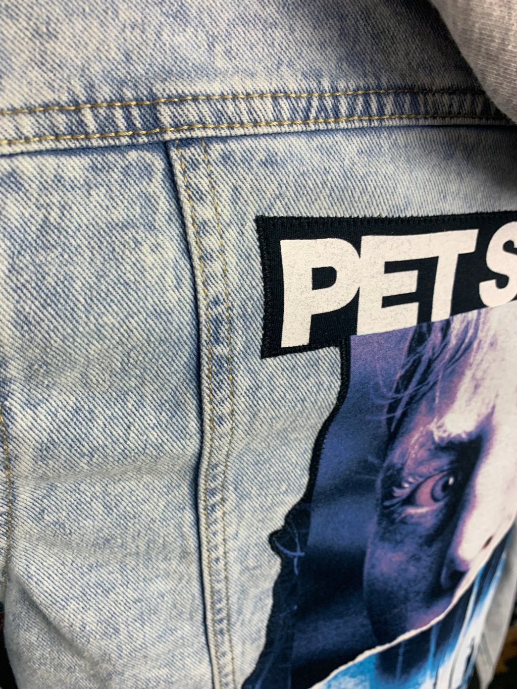 Pet Semetary Hooded Jean Jacket Custom Rework Size Large