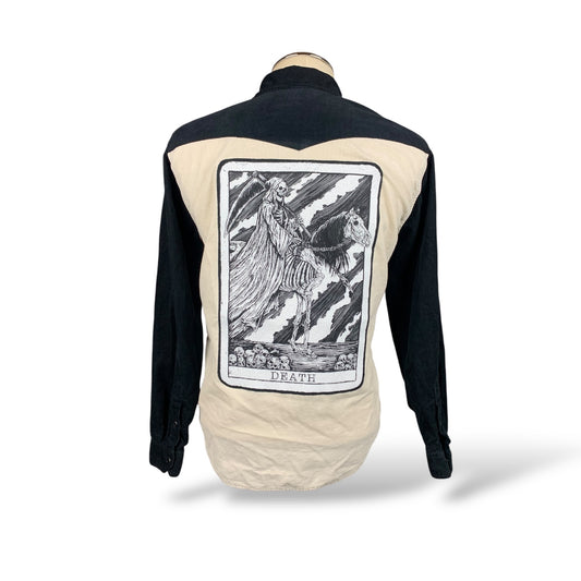 Death Tarot Button Down Shirt Custom Rework Small