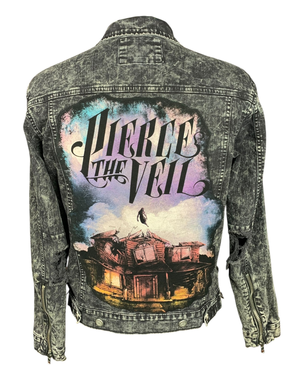 Pierce the Veil Denim Jean Jacket Custom Rework Size Small