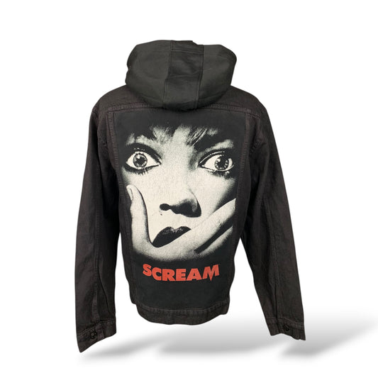 Scream Hooded Jean Jacket Custom Rework Size XL