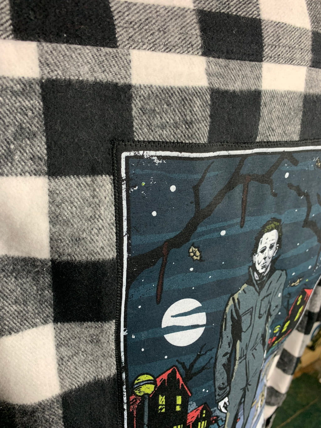Michael Myers Tarot Card Flannel Shirt Custom Rework L