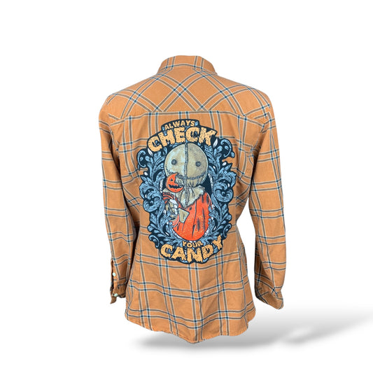 Trick ‘r Treat Flannel Shirt Custom Rework Ladies 2X