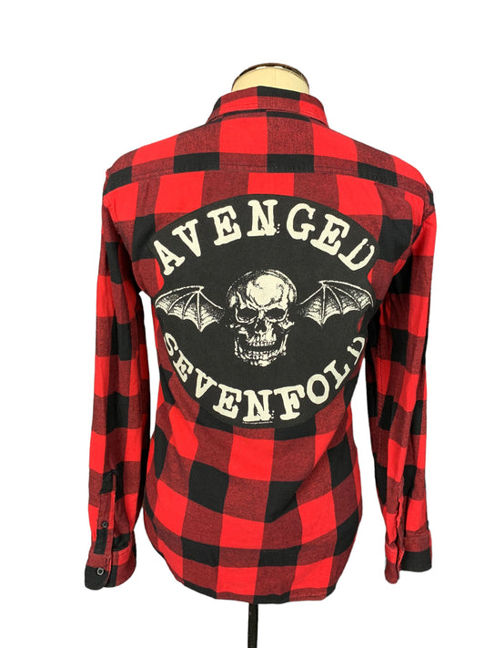 Avenged Sevenfold Flannel Shirt Custom Rework L