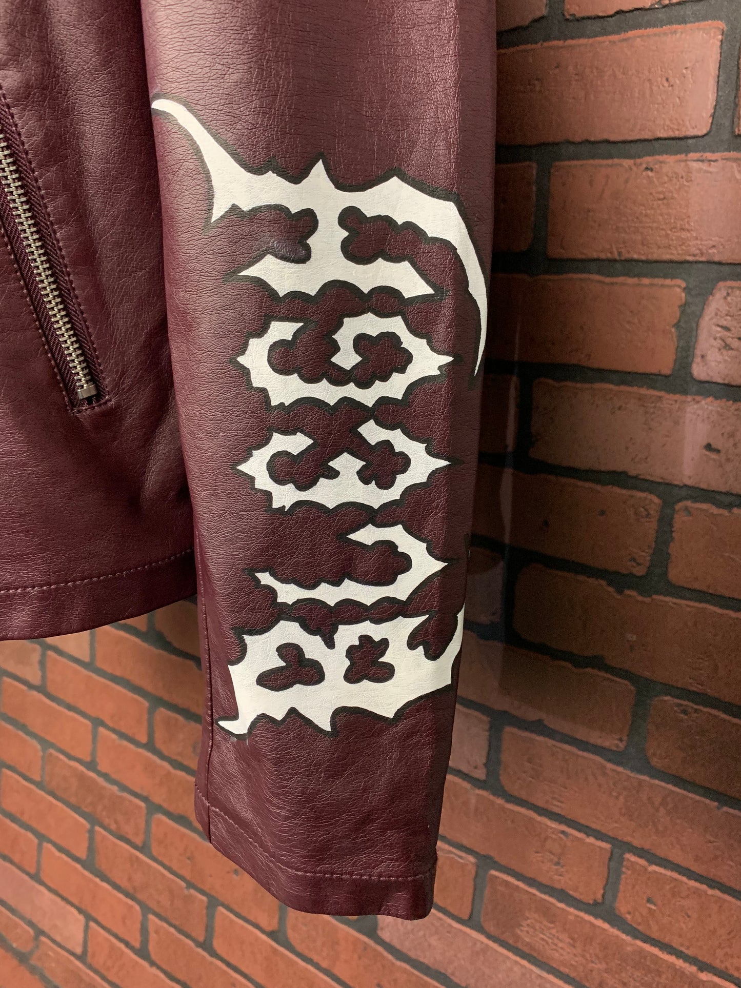 Lorna Shore Faux Leather Jacket Custom Rework L