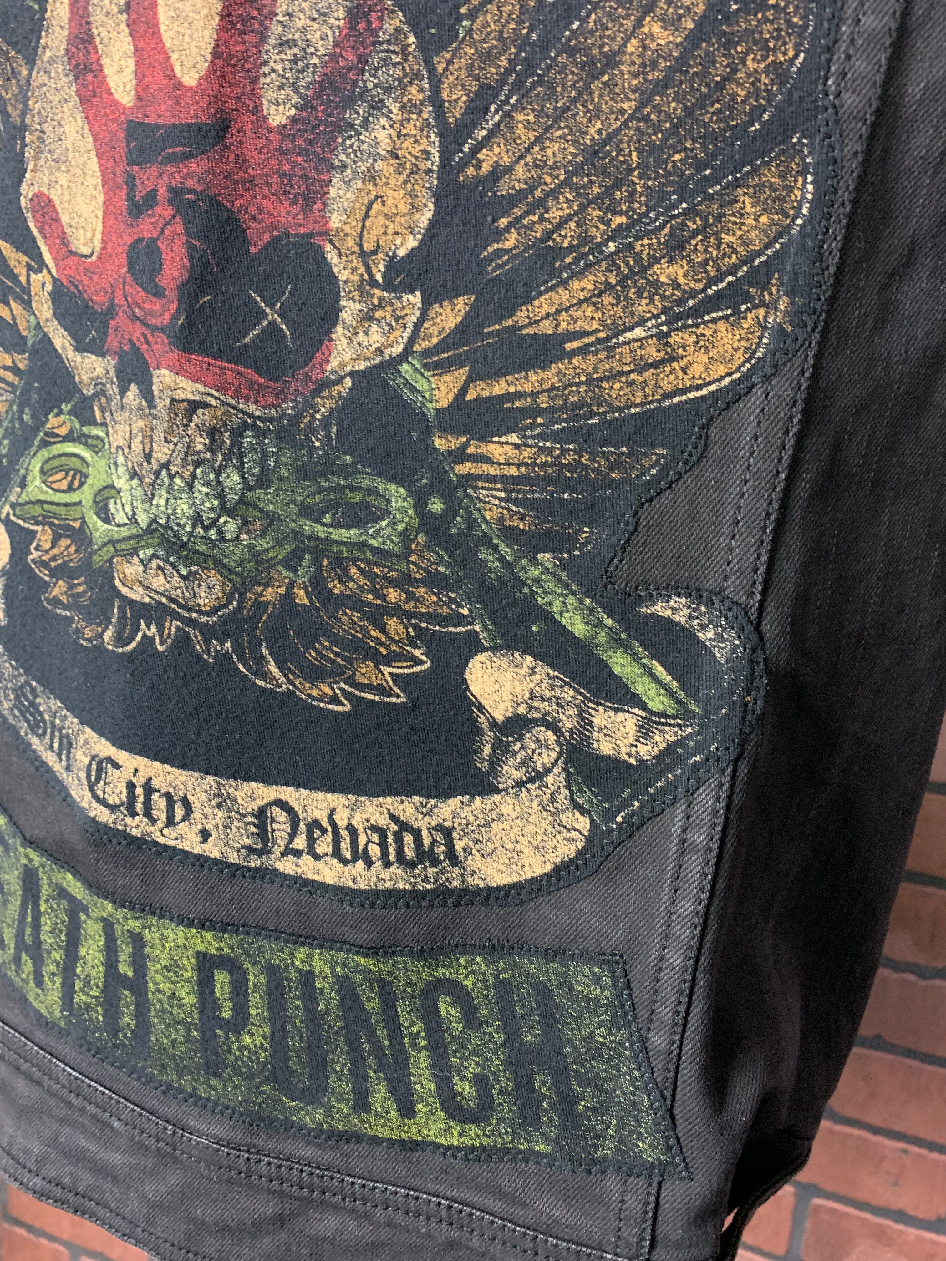 Five Finger Death Punch x Harley Davidson Denim Vest Custom Rework L