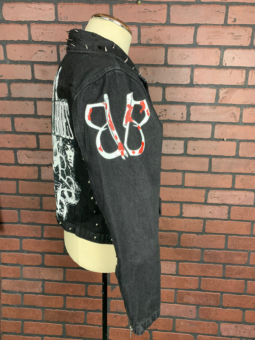 Black Veil Brides Studded Denim Jacket Custom Rework Ladies XL
