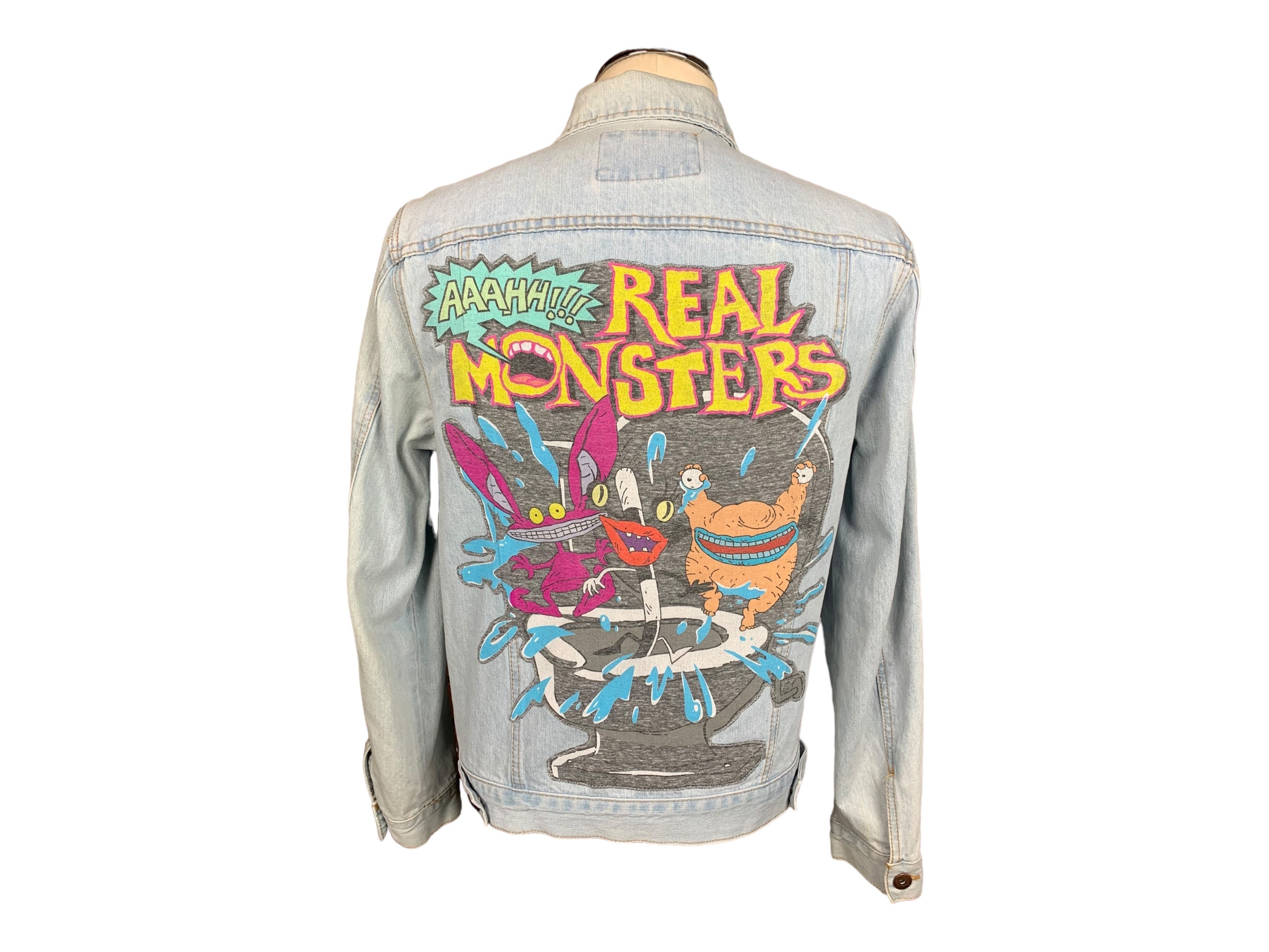 Aaahh Real Monsters Denim Jean Jacket Custom Rework Medium