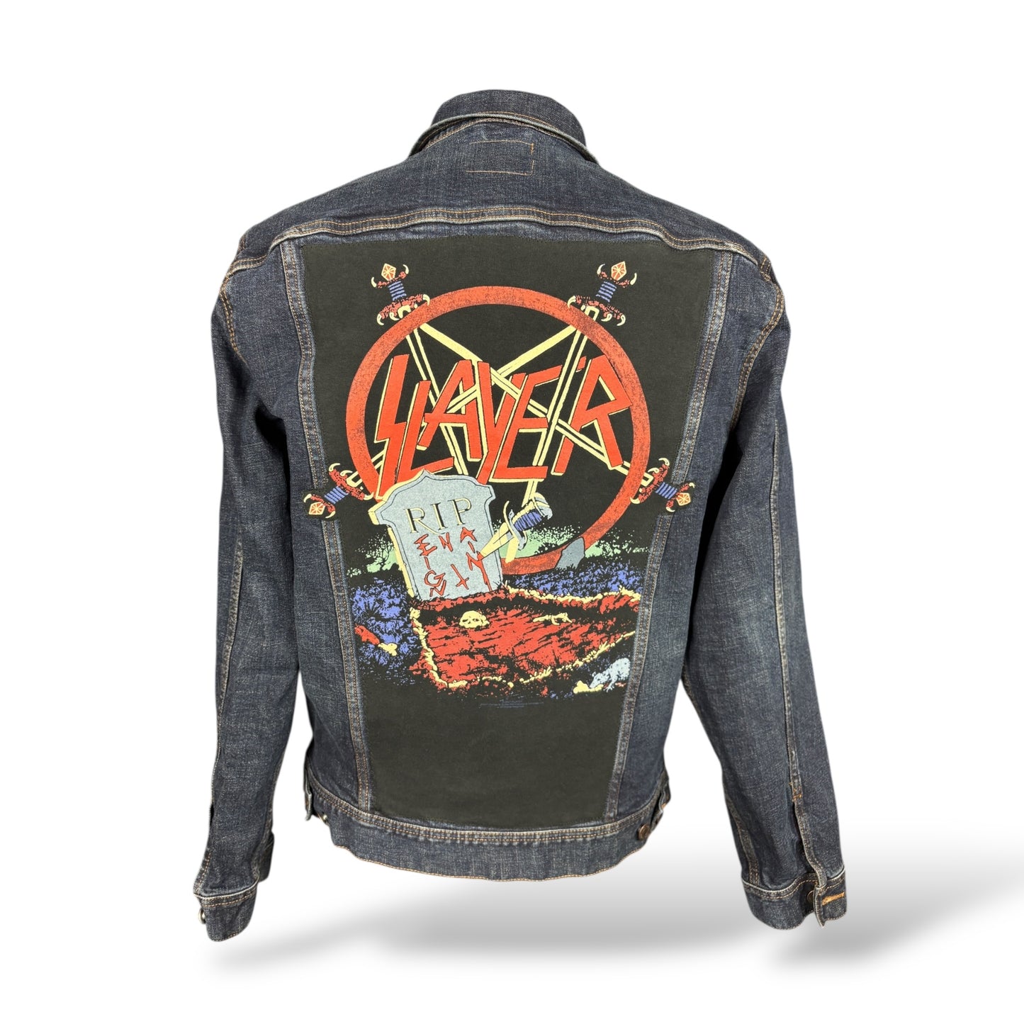 Slayer Denim Jean Jacket Custom Rework Large