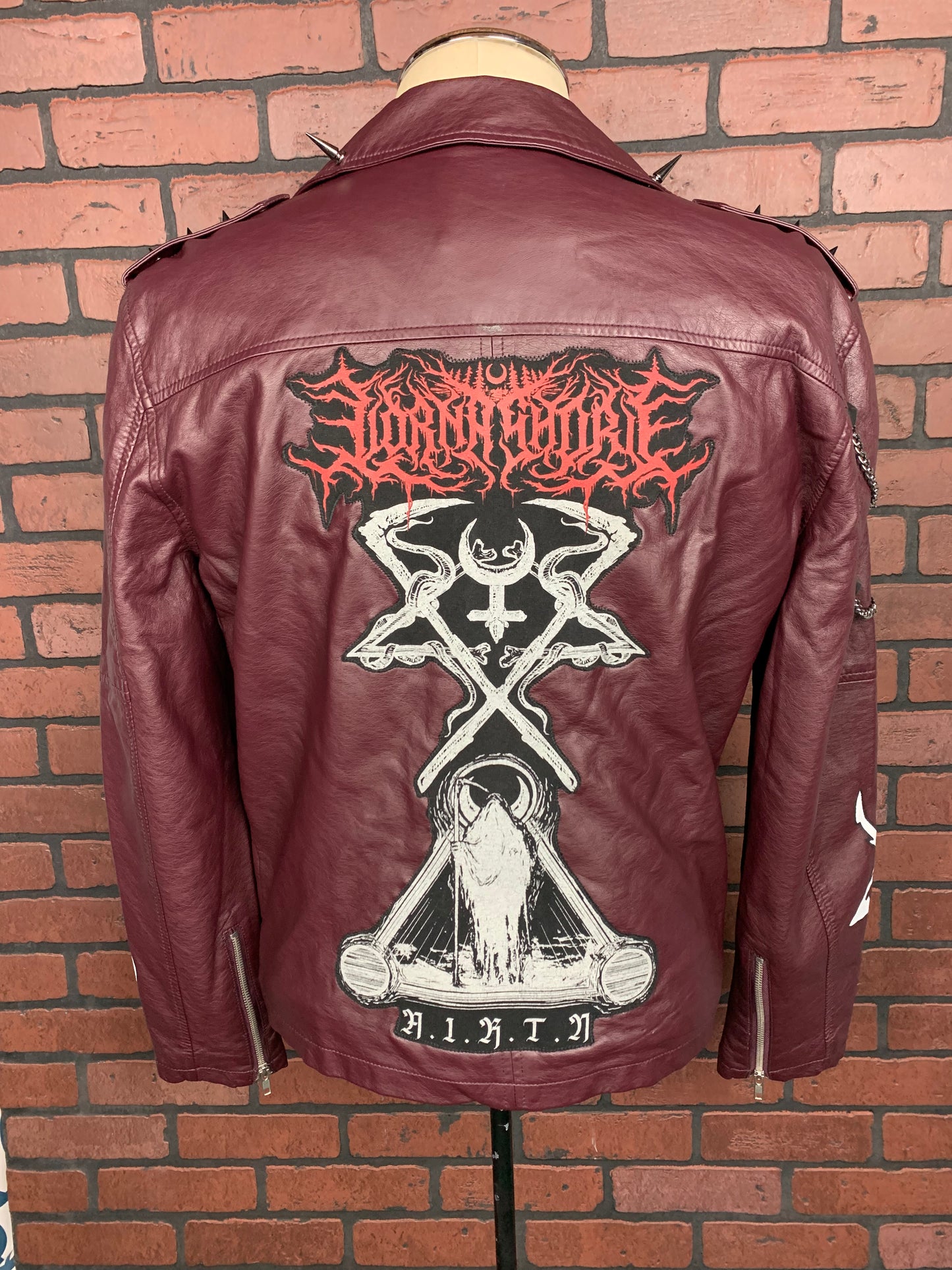 Lorna Shore Faux Leather Jacket Custom Rework L