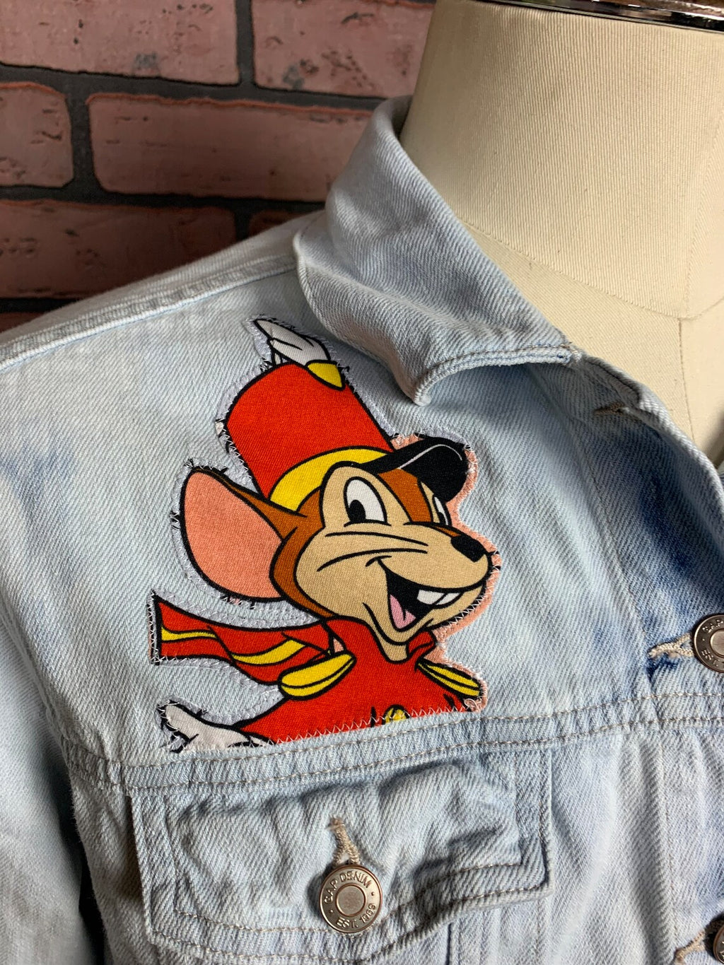 Dumbo Jean Jacket Custom Rework Ladies Large