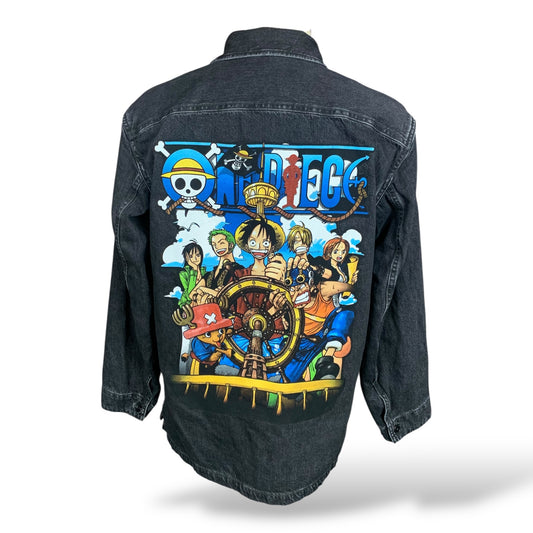 One Piece Denim Jacket Custom Rework Large