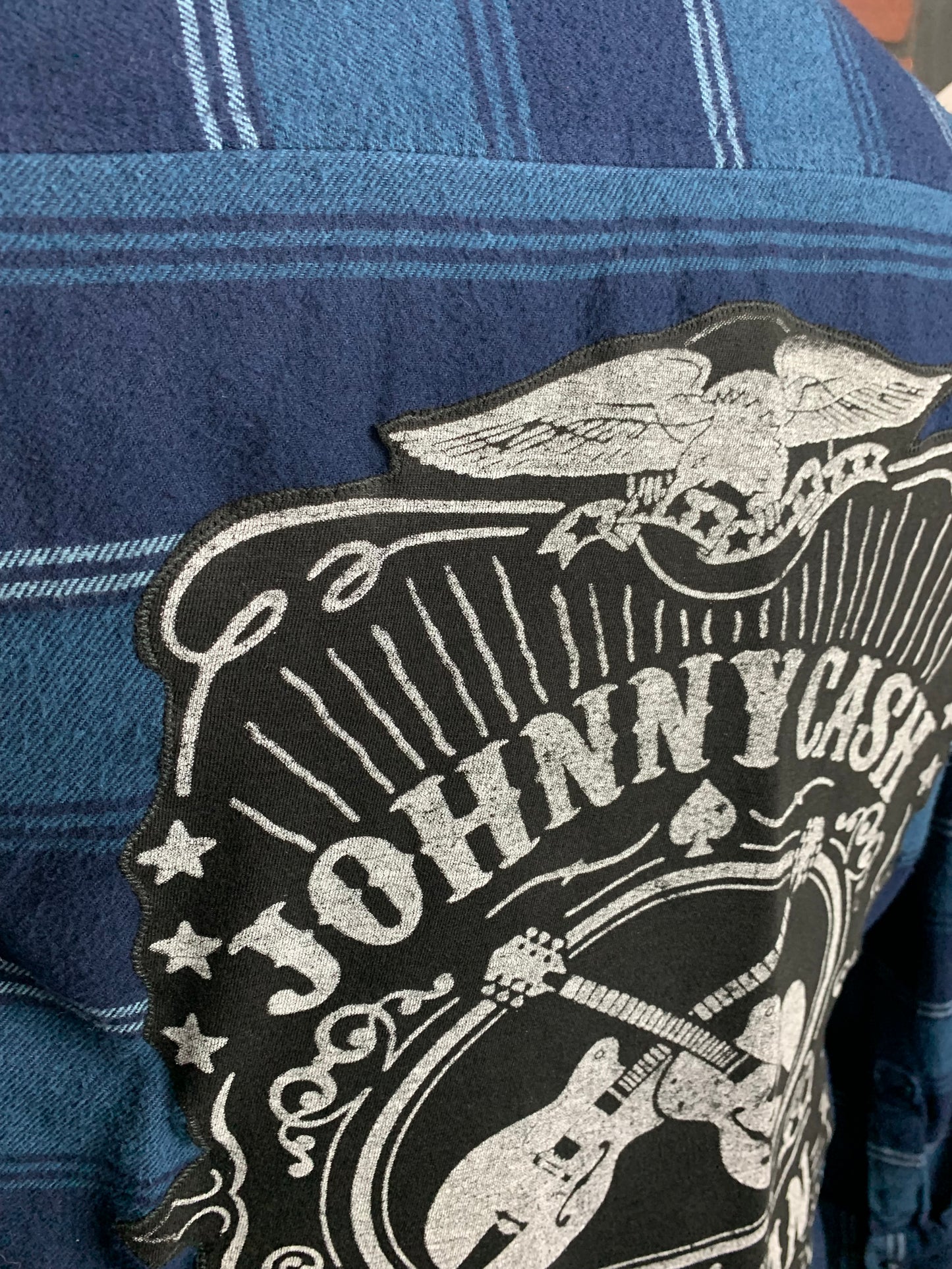 Johnny Cash Flannel Shirt Custom Rework L